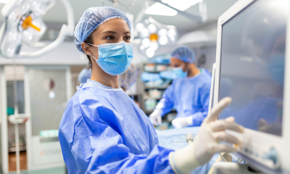 ACLS-certified professional confidently administering cardiac medication.